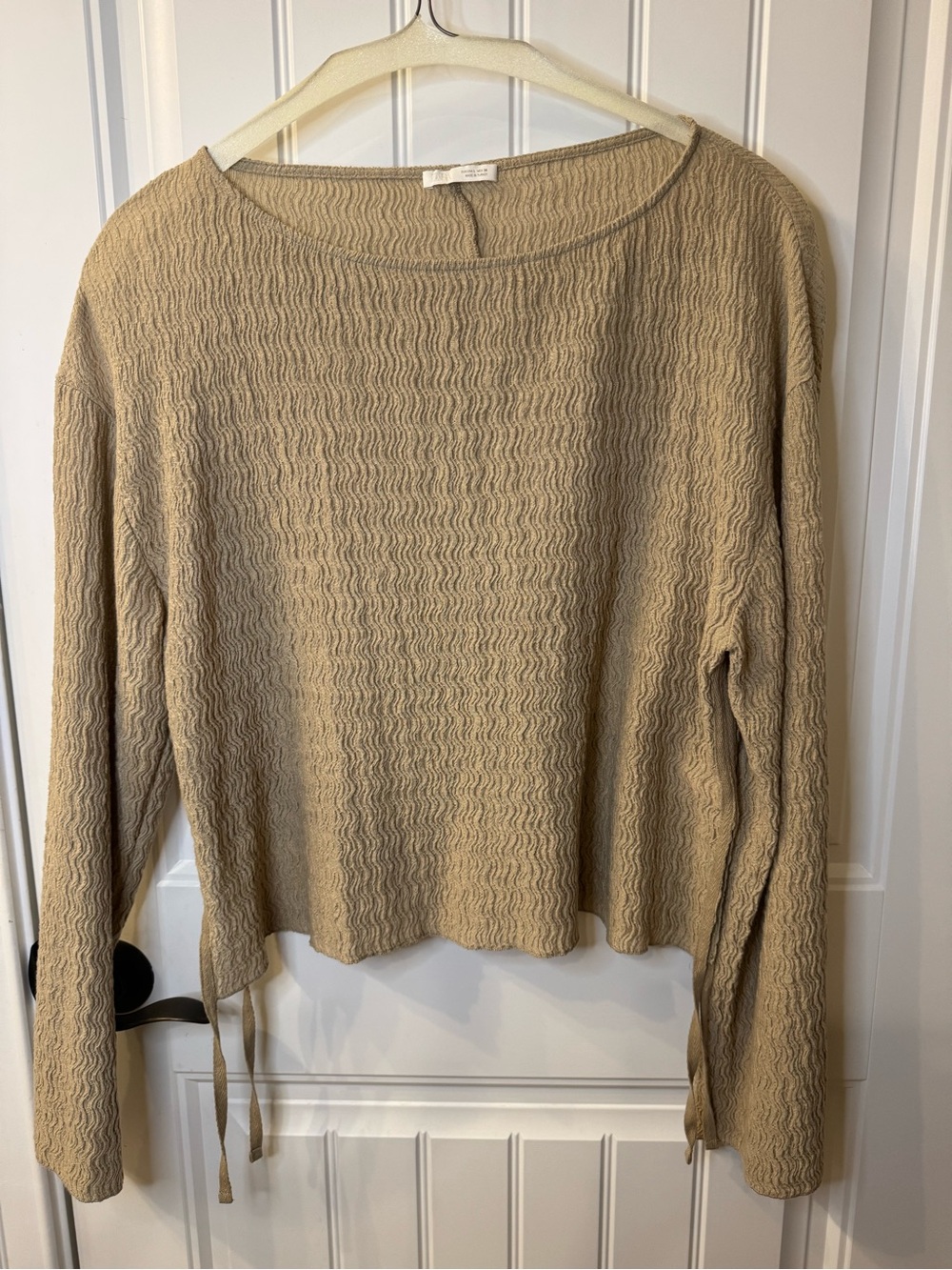 Beige Zara Textured Boatneck Women's blouse Large
